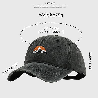 Women's Vintage Washed Mountain Sunset Embroidered Baseball Cap