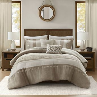 Woolrich Sutherland 5 pc Microsuede Embroidery Comforter Set with Coordinating Throw Pillows