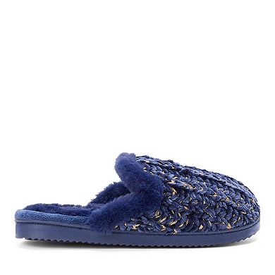 Dearfoams Paris Women's Chenille Shaped Tab Scuff Slippers