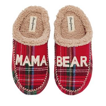 Dearfoams Mama Bear Women's Slip-On Plaid Clog Slippers