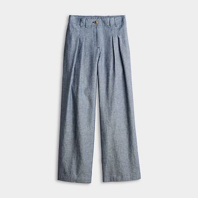 Petite Nine West Pleated Linen Blend Pants