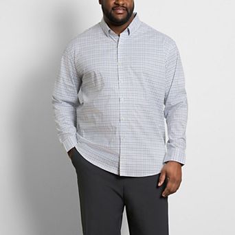 Big & Tall Van Heusen Cronbie Long Sleeve Stainshield Open Plaid Shirt