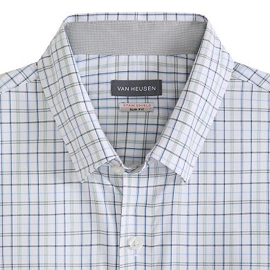 Big & Tall Van Heusen Cronbie Long Sleeve Stainshield Open Plaid Shirt