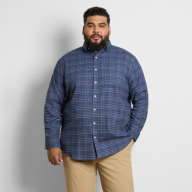 Big & Tall Van Heusen Long Sleeve Weekend Twill Tattersall Shirt, Men's, Size: 2XL, Halogen Blue