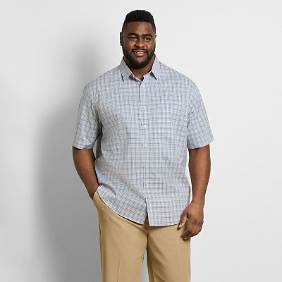 Big & Tall Van Heusen Short Sleeve Folsen Stainshield Plaid Shirt, Men's, Size: 2XL, White
