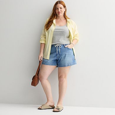 Plus Size Sonoma Goods For Life® Mid Rise Tie Waist Shorts