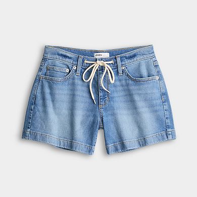 Petite Sonoma Goods For Life® Mid Rise Tie Waist Denim Shorts