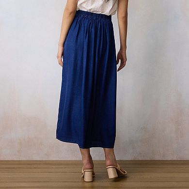 Women's LC Lauren Conrad V-Yoke Button Front Midi Skirt