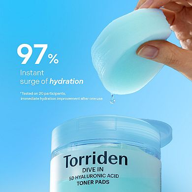 DIVE IN 5D Hyaluronic Acid Toner Pads for Deep Hydration & Exfoliation