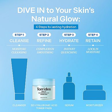 DIVE IN 5D Hyaluronic Acid Toner Pads for Deep Hydration & Exfoliation