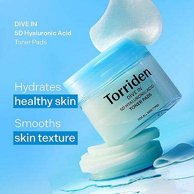 DIVE IN 5D Hyaluronic Acid Toner Pads for Deep Hydration & Exfoliation