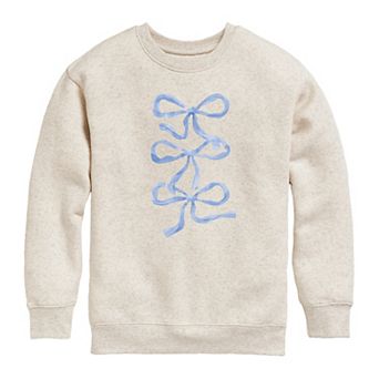 Girls Crew Fleece Sweatshirt with Bows Design