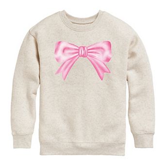 Girls Painted Bow Crew Fleece Sweatshirt