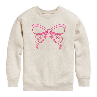 Girls Coquette Bow Crew Fleece Sweatshirt