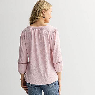 Women's Apt. 9® Elbow Sleeve Ric Rac Trim Top