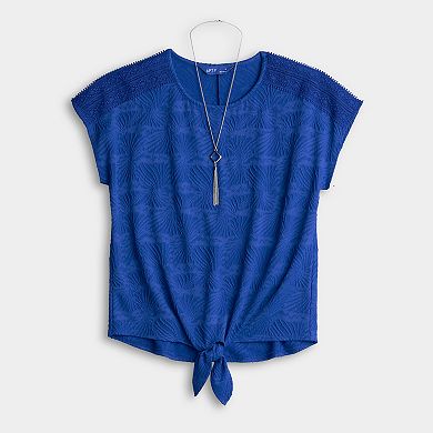 Women's Apt. 9® Dolman Sleeve Tie Front Top with Trim