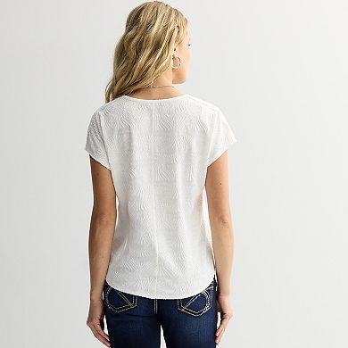 Women's Apt. 9® Dolman Sleeve Tie Front Top with Trim