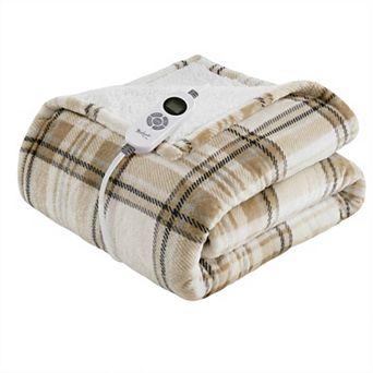 Woolrich Print Plush-to-Sherpa Heated Throw Blanket