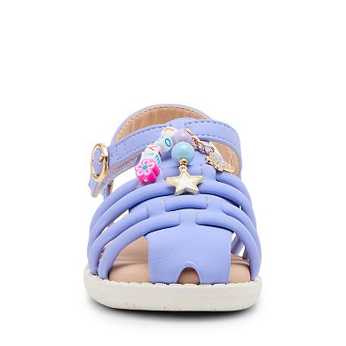 madden girl MTRIVER Girls' Slingback Beaded Strappy Sandals