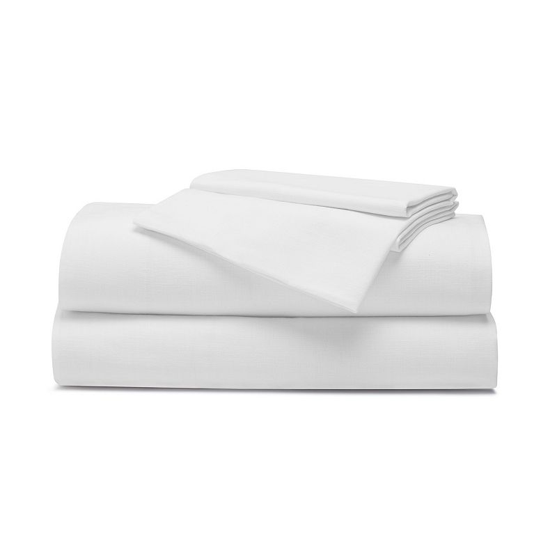 SUPERIOR Chloe Cotton Solid Deep Pocket Sheet Set & Pillowcases Set, White