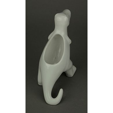 White Ceramic Tyrannosaurus Rex Dinosaur Jurassic Decor Planter