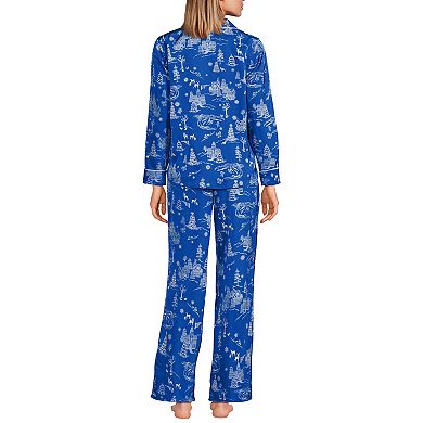 Women's Lands' End Satin 2-pc. Long Sleeve Pajama Top & Wide Leg Pajama Pants Set
