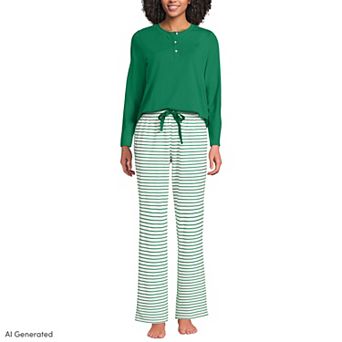 Petite Lands' End Knit Pajama Long Sleeve Top & Pajama Bottoms Set