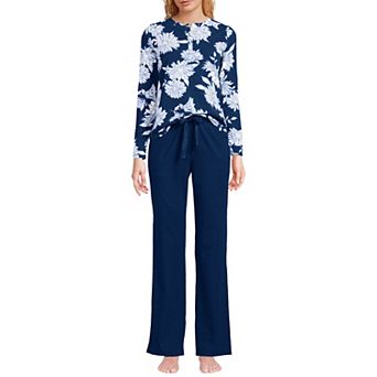 Petite Lands' End Knit Pajama Long Sleeve Top & Pajama Bottoms Set