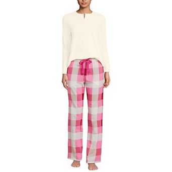 Women's Lands' End Knit 2 pc Pajama Long Sleeve Top & Pajama Bottoms Set