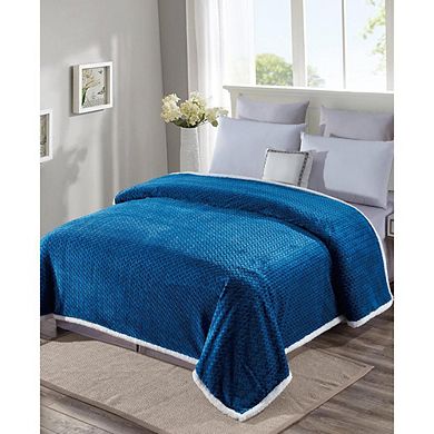 Reversible Sherpa 100% Polyester Waffle Blanket Soft All Seasons