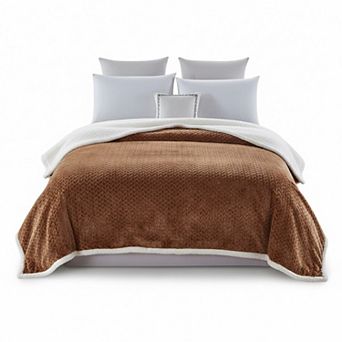 Reversible Sherpa 100% Polyester Waffle Blanket Soft All Seasons