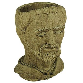 Designer Stone Driftwood Grey St. Francis Head Concrete Planter