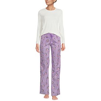 Women's Lands' End Knit Long Sleeve Top & Flannel Pajama Pants Set