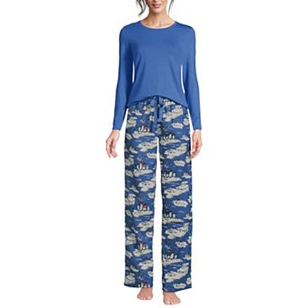 Women's Lands' End Pajama Gift Long Sleeve Top & Flannel Pajama Pants Set