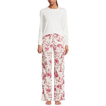 Women's Lands' End Pajama Gift Long Sleeve Top & Flannel Pajama Pants Set