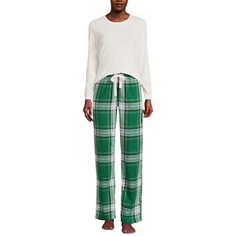 Women's Lands' End Pajama Gift Long Sleeve Top & Flannel Pajama Pants Set
