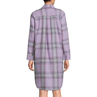 Women's Lands' End Flannel Long Sleeve Pajama Sleepshirt Nightgown