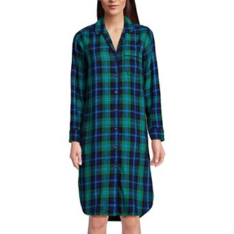 Women's Lands' End Flannel Long Sleeve Pajama Sleepshirt Nightgown