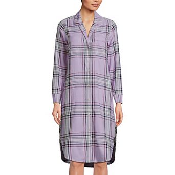 Women's Lands' End Flannel Long Sleeve Pajama Sleepshirt Nightgown