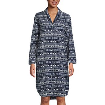 Women's Lands' End Flannel Long Sleeve Pajama Sleepshirt Nightgown