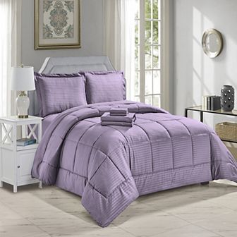 Embossed Stripe 8 pc Bed in A Bag Comforter Set
