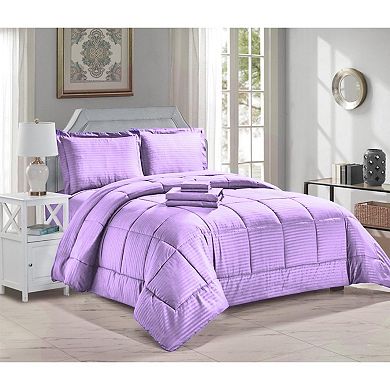 Embossed Stripe 8 Pieces Bed in A Bag Comforter Set