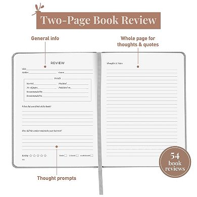 Rileys & Co Grey Reading Journal Review Log Tracker