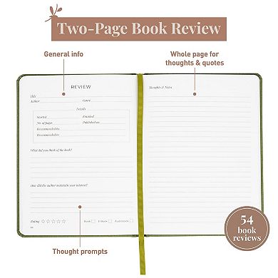 Rileys & Co Green Reading Journal Review Log Tracker