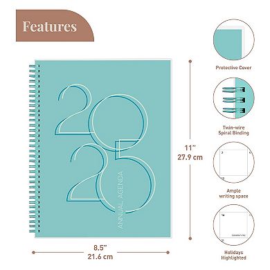 Rileys & Co 2025 Deco Planner Teal 8.5x11in Weekly Monthly