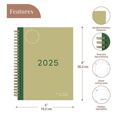 Rileys & Co 2025 Simple Planner Green 6x8in Weekly