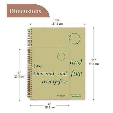 Rileys & Co 2025 Serif Planner Green 6x8in Weekly