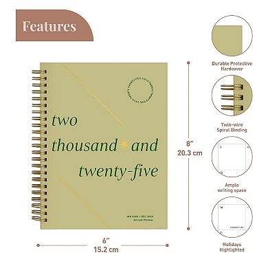 Rileys & Co 2025 Serif Planner Green 6x8in Weekly
