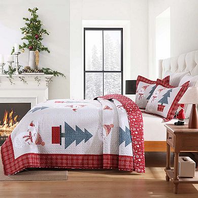 Marcielo 3 Pcs Snowman & Tree Christmas Quilt Reversible Holiday Bedspread Set