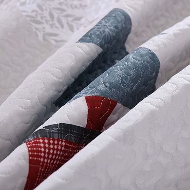 Marcielo 3 Pcs Snowman & Tree Christmas Quilt Reversible Holiday Bedspread Set